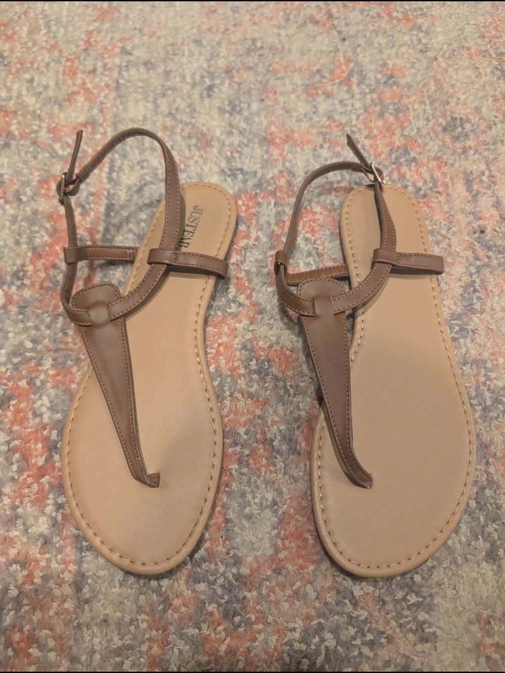 JustFab Taupe T-Strap Women's Sandals